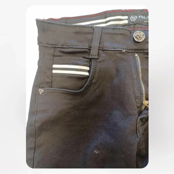 Philipp Plein Black Denim Stretch Skinny Jeans Size 28 - Picture 5 of 12